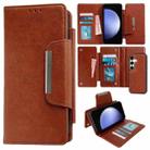 For Samsung Galaxy S23 FE 5G Multifunctional 7-Card Wallet Leather Phone Case(Brown) - 1