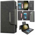 For Samsung Galaxy S23 Ultra 5G Multifunctional 7-Card Wallet Leather Phone Case(Grey) - 1