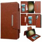 For Samsung Galaxy S23 Ultra 5G Multifunctional 7-Card Wallet Leather Phone Case(Brown) - 1