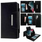 For Samsung Galaxy S22 Ultra 5G Multifunctional 7-Card Wallet Leather Phone Case(Black) - 1