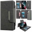 For Samsung Galaxy S22 Ultra 5G Multifunctional 7-Card Wallet Leather Phone Case(Grey) - 1