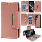 For Samsung Galaxy S22 Ultra 5G Multifunctional 7-Card Wallet Leather Phone Case(Rose Gold) - 1