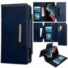 For Samsung Galaxy S22 Ultra 5G Multifunctional 7-Card Wallet Leather Phone Case(Royal Blue) - 1