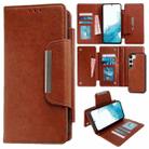 For Samsung Galaxy S22 5G Multifunctional 7-Card Wallet Leather Phone Case(Brown) - 1