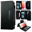 For Samsung Galaxy S21 5G Multifunctional 7-Card Wallet Leather Phone Case(Black) - 1
