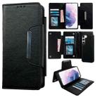 For Samsung Galaxy S21+ 5G Multifunctional 7-Card Wallet Leather Phone Case(Black) - 1