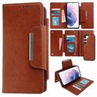 For Samsung Galaxy S21+ 5G Multifunctional 7-Card Wallet Leather Phone Case(Brown) - 1