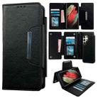 For Samsung Galaxy S21 Ultra 5G Multifunctional 7-Card Wallet Leather Phone Case(Black) - 1