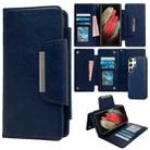For Samsung Galaxy S21 Ultra 5G Multifunctional 7-Card Wallet Leather Phone Case(Royal Blue) - 1