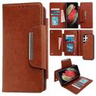 For Samsung Galaxy S21 Ultra 5G Multifunctional 7-Card Wallet Leather Phone Case(Brown) - 1