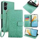 For ZTE Axon 40 Lite 4G Tree & Deer Embossed Leather Phone Case(Green) - 1