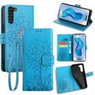 For ZTE nubia S 5G A403ZT Tree & Deer Embossed Leather Phone Case(Blue) - 1