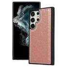 For Samsung Galaxy S22 Ultra 5G Cowhide Texture Back Cover Phone Case(Rose Gold) - 1