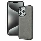 For iPhone 15 Pro Max Cowhide Texture Back Cover Phone Case(Grey) - 1