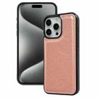 For iPhone 15 Pro Cowhide Texture Back Cover Phone Case(Rose Gold) - 1