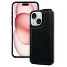 For iPhone 15 Cowhide Texture Back Cover Phone Case(Black) - 1