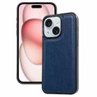 For iPhone 15 Cowhide Texture Back Cover Phone Case(Royal Blue) - 1