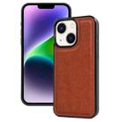 For iPhone 14 Plus Cowhide Texture Back Cover Phone Case(Brown) - 1