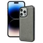 For iPhone 14 Pro Cowhide Texture Back Cover Phone Case(Grey) - 1