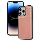 For iPhone 14 Pro Cowhide Texture Back Cover Phone Case(Rose Gold) - 1