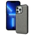 For iPhone 13 Pro Cowhide Texture Back Cover Phone Case(Grey) - 1