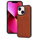 For iPhone 13 Cowhide Texture Back Cover Phone Case(Brown) - 1