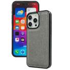 For iPhone 16 Pro Max Cowhide Texture Back Cover Phone Case(Grey) - 1