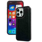 For iPhone 16 Pro Cowhide Texture Back Cover Phone Case(Black) - 1