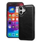 For iPhone 16 Plus Cowhide Texture Back Cover Phone Case(Black) - 1