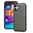 For iPhone 16 Plus Cowhide Texture Back Cover Phone Case(Grey) - 1