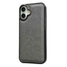 For iPhone 16 Plus Cowhide Texture Back Cover Phone Case(Grey) - 2