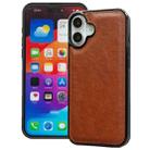 For iPhone 16 Plus Cowhide Texture Back Cover Phone Case(Brown) - 1