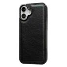 For iPhone 16 Cowhide Texture Back Cover Phone Case(Black) - 2