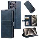 For iPhone 15 Pro Simple 6-Card Wallet Leather Phone Case(Navy Blue) - 1