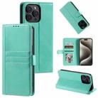 For iPhone 15 Pro Simple 6-Card Wallet Leather Phone Case(Green) - 1
