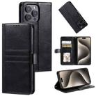 For iPhone 15 Pro Simple 6-Card Wallet Leather Phone Case(Black) - 1