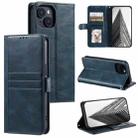For iPhone 15 Plus Simple 6-Card Wallet Leather Phone Case(Navy Blue) - 1