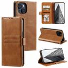 For iPhone 15 Plus Simple 6-Card Wallet Leather Phone Case(Brown) - 1
