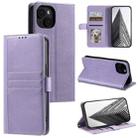 For iPhone 15 Plus Simple 6-Card Wallet Leather Phone Case(Purple) - 1