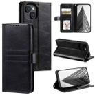 For iPhone 15 Plus Simple 6-Card Wallet Leather Phone Case(Black) - 1