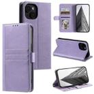 For iPhone 15 Simple 6-Card Wallet Leather Phone Case(Purple) - 1