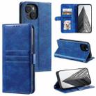 For iPhone 14 Plus Simple 6-Card Wallet Leather Phone Case(Blue) - 1