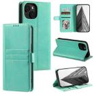 For iPhone 14 Plus Simple 6-Card Wallet Leather Phone Case(Green) - 1