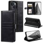 For iPhone 14 Plus Simple 6-Card Wallet Leather Phone Case(Black) - 1