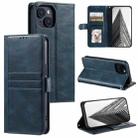 For iPhone 14 Simple 6-Card Wallet Leather Phone Case(Navy Blue) - 1