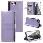 For iPhone 7 / 8 / SE 2022 Simple 6-Card Wallet Leather Phone Case(Purple) - 1
