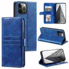 For iPhone 12 / 12 Pro Simple 6-Card Wallet Leather Phone Case(Blue) - 1