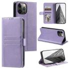 For iPhone 12 / 12 Pro Simple 6-Card Wallet Leather Phone Case(Purple) - 1