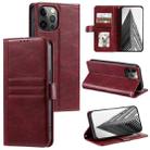 For iPhone 12 Pro Max Simple 6-Card Wallet Leather Phone Case(Wine Red) - 1