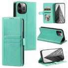 For iPhone 12 Pro Max Simple 6-Card Wallet Leather Phone Case(Green) - 1